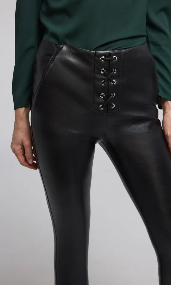 Generation Love Clothing Ryder Vegan Leather LaceUp Legging Black Women Pants