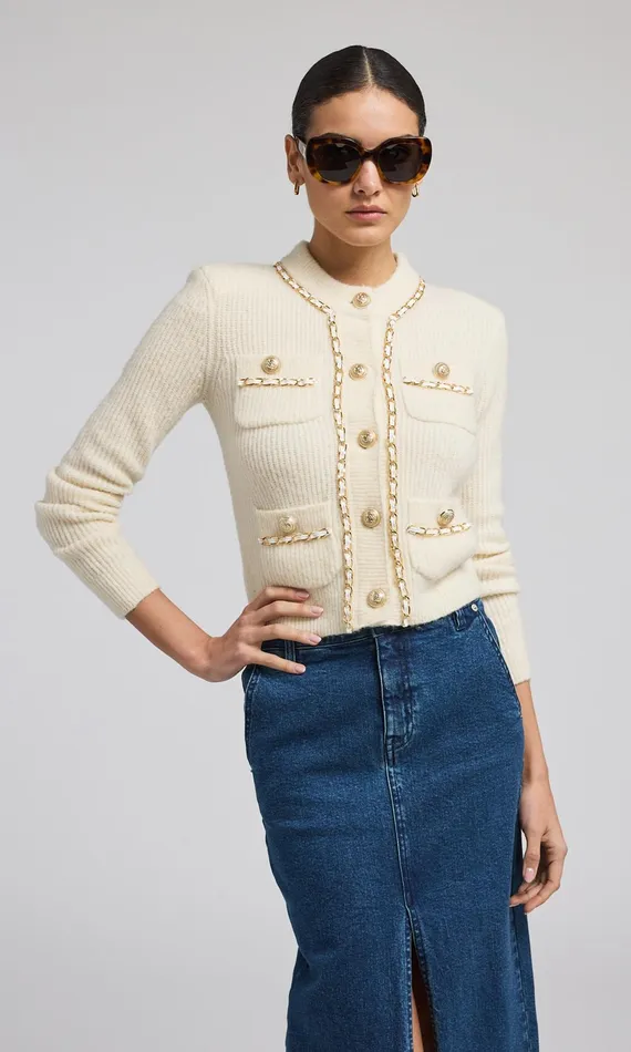 Generation Love Clothing Selma Chain Cardigan Ivory Women Sweaters and Sweatshirts Generation Love Clothing Selma Chain Cardigan Ivory Women Sweaters and Sweatshirts