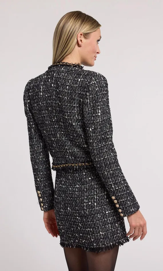 Generation Love Clothing Serena Chain Tweed Blazer Grey Multi Women Blazers and Jackets