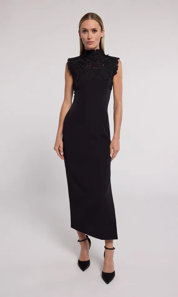 Generation Love Clothing Shonna Lace Combo Crepe Dress Black Women Dresses