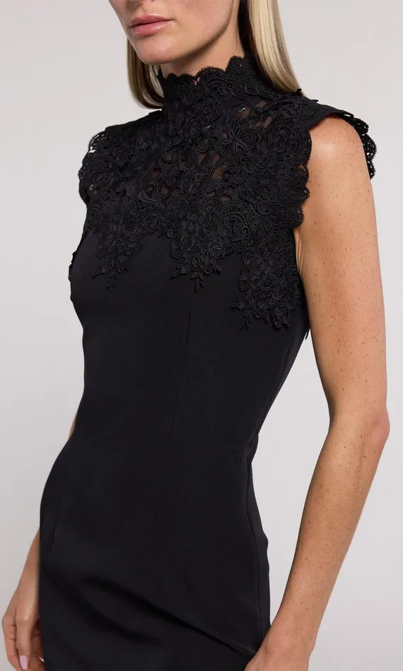 Generation Love Clothing Shonna Lace Combo Crepe Dress Black Women Dresses