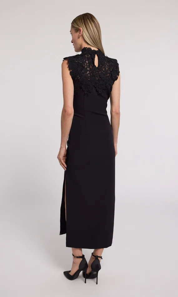 Generation Love Clothing Shonna Lace Combo Crepe Dress Black Women Dresses