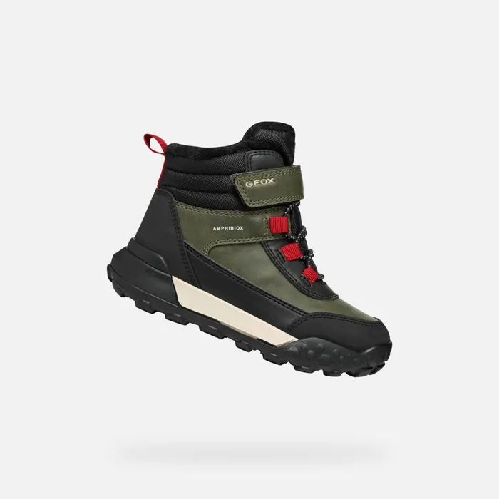 Geox Ankle Boots TREKKYUP ABX JUNIOR Dark GreenBlack Waterproof Boots Dark Greenblack 8211 Kids Geox Ankle Boots TREKKYUP ABX JUNIOR Dark GreenBlack Waterproof Boots Dark Greenblack 8211 Kids