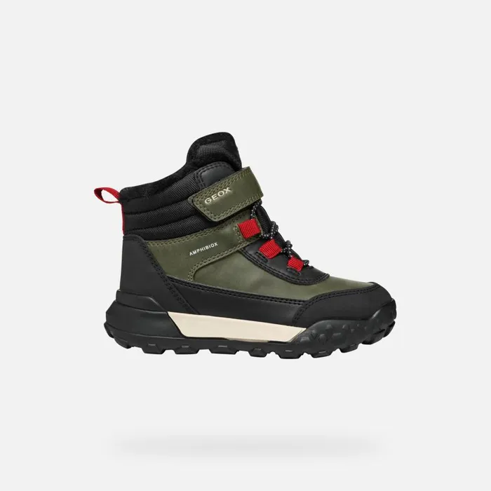 Geox Ankle Boots TREKKYUP ABX JUNIOR Dark GreenBlack Waterproof Boots Dark Greenblack 8211 Kids