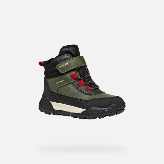 Geox Ankle Boots TREKKYUP ABX JUNIOR Dark GreenBlack Waterproof Boots Dark Greenblack 8211 Kids