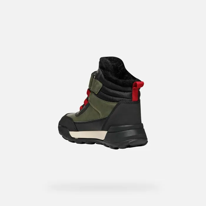 Geox Ankle Boots TREKKYUP ABX JUNIOR Dark GreenBlack Waterproof Boots Dark Greenblack 8211 Kids