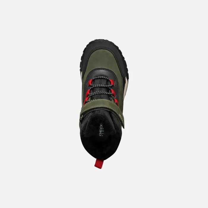 Geox Ankle Boots TREKKYUP ABX JUNIOR Dark GreenBlack Waterproof Boots Dark Greenblack 8211 Kids