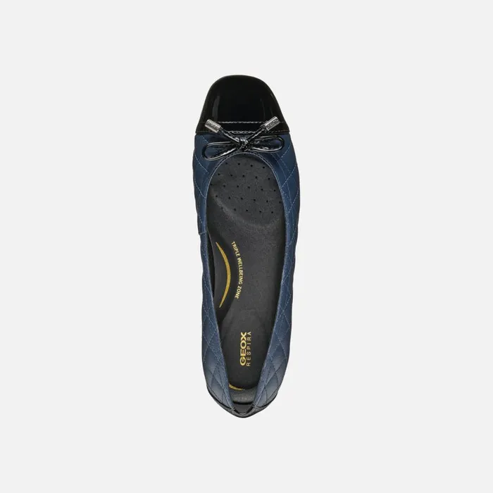 Geox Ballerinas ANNYTAH WOMAN NavyBlack Leather Ballerina Flats Navyblack 8211 Woman