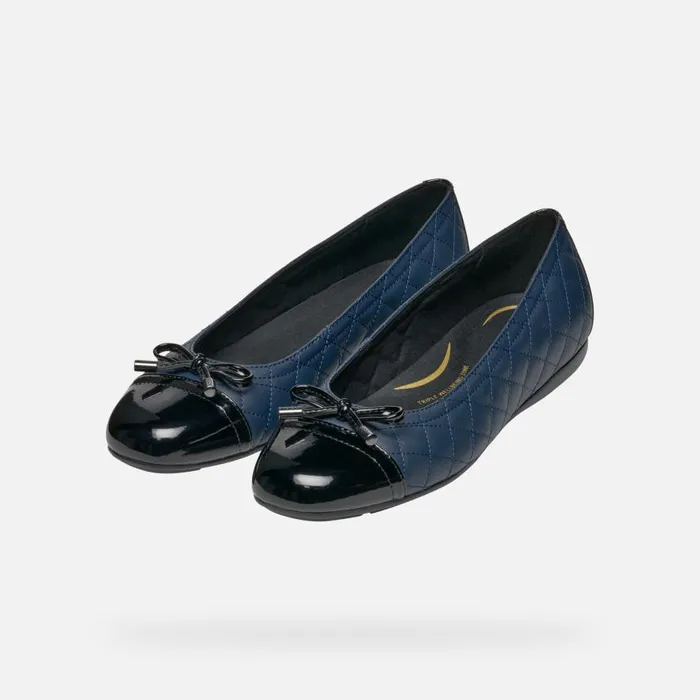 Geox Ballerinas ANNYTAH WOMAN NavyBlack Leather Ballerina Flats Navyblack 8211 Woman