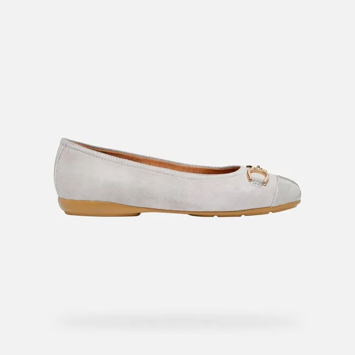 Geox Ballerinas ANNYTAH WOMAN RockLight Grey Leather Ballerina Flats Rocklight Grey 8211 Woman