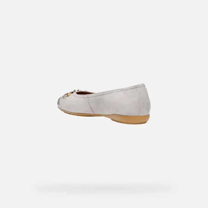 Geox Ballerinas ANNYTAH WOMAN RockLight Grey Leather Ballerina Flats Rocklight Grey 8211 Woman