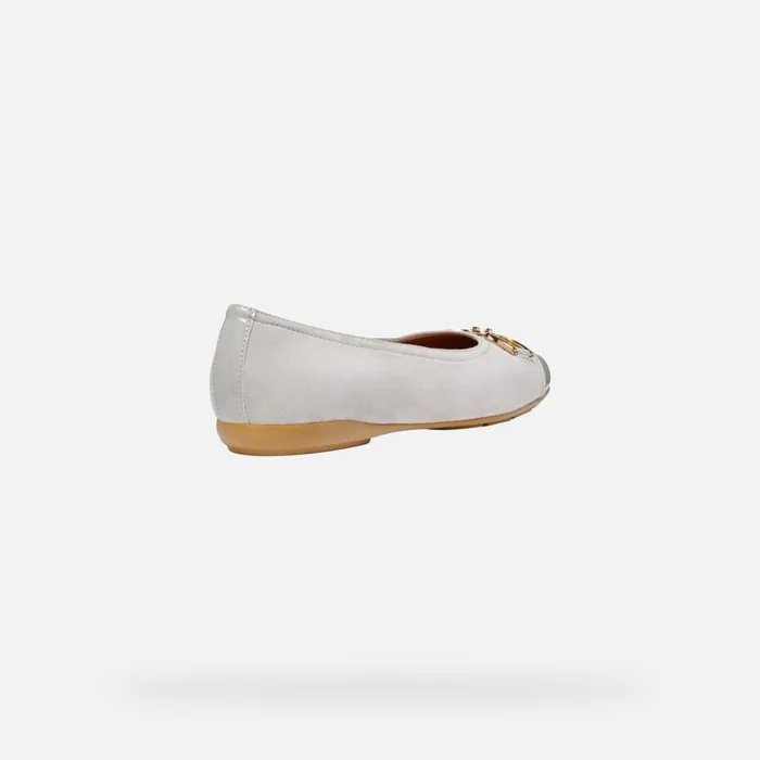 Geox Ballerinas ANNYTAH WOMAN RockLight Grey Leather Ballerina Flats Rocklight Grey 8211 Woman
