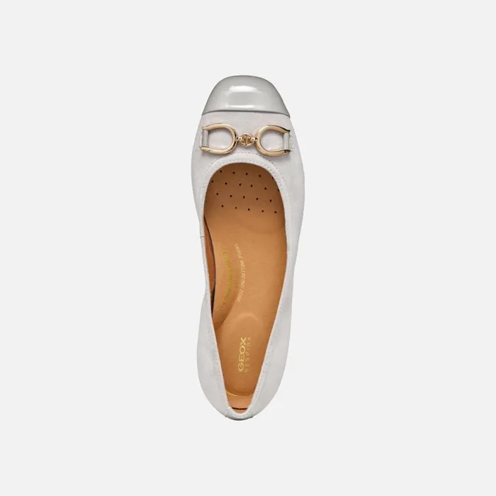 Geox Ballerinas ANNYTAH WOMAN RockLight Grey Leather Ballerina Flats Rocklight Grey 8211 Woman