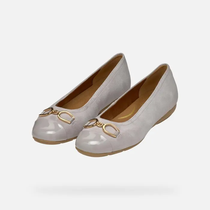 Geox Ballerinas ANNYTAH WOMAN RockLight Grey Leather Ballerina Flats Rocklight Grey 8211 Woman