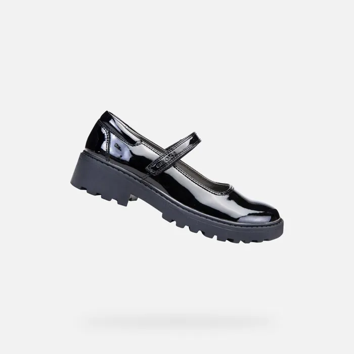 Geox Ballerinas CASEY Junior Girl039s Patent Leather Ballerina Flats Geox Black 8211 Kids