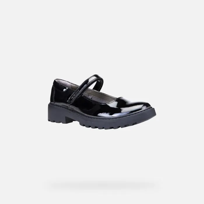 Geox Ballerinas CASEY Junior Girl039s Patent Leather Ballerina Flats Geox Black 8211 Kids