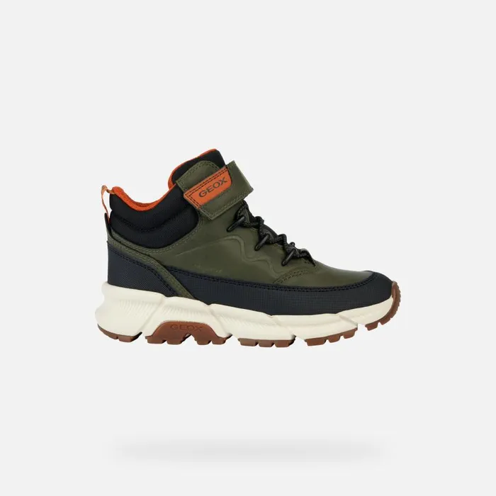 Geox Boots FLEXYPER PLUS Waterproof Boots Khaki Junior Boy Geox Militaryorange 8211 Kids