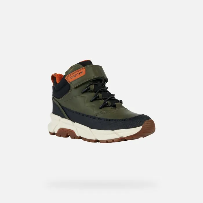 Geox Boots FLEXYPER PLUS Waterproof Boots Khaki Junior Boy Geox Militaryorange 8211 Kids