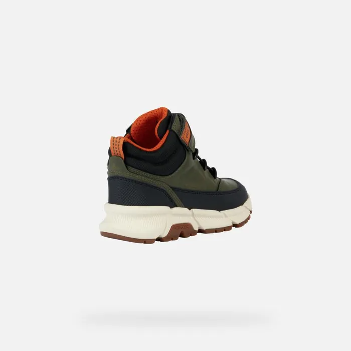 Geox Boots FLEXYPER PLUS Waterproof Boots Khaki Junior Boy Geox Militaryorange 8211 Kids