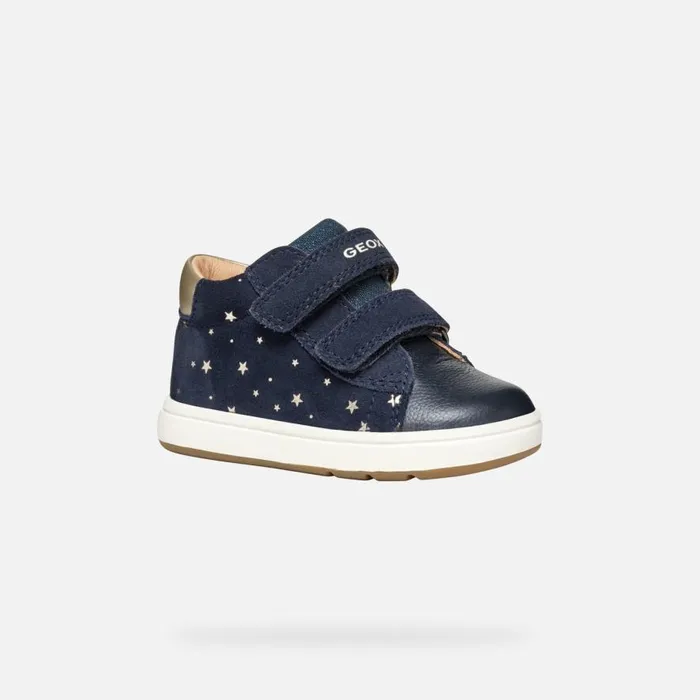 Geox First Steps BIGLIA BABY GIRL Dark NavyPlatinum Sneakers With Straps Dark Navyplatinum 8211 Kids