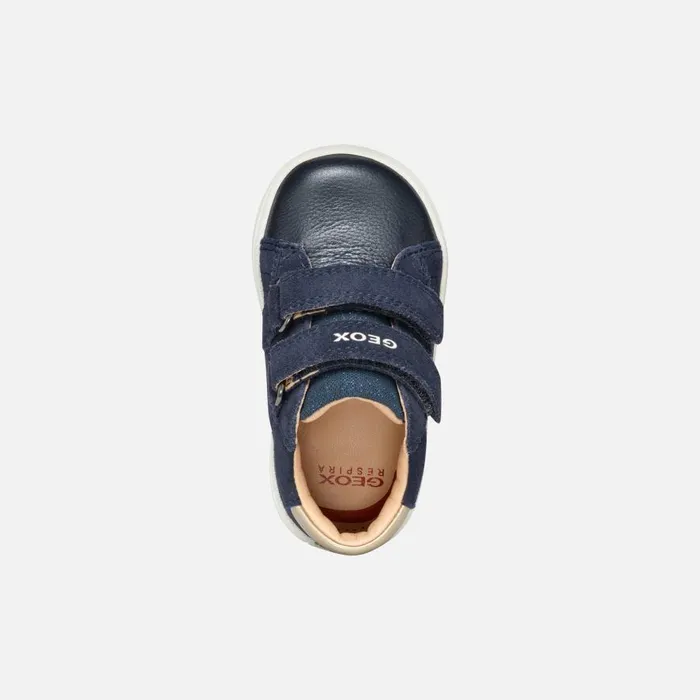 Geox First Steps BIGLIA BABY GIRL Dark NavyPlatinum Sneakers With Straps Dark Navyplatinum 8211 Kids