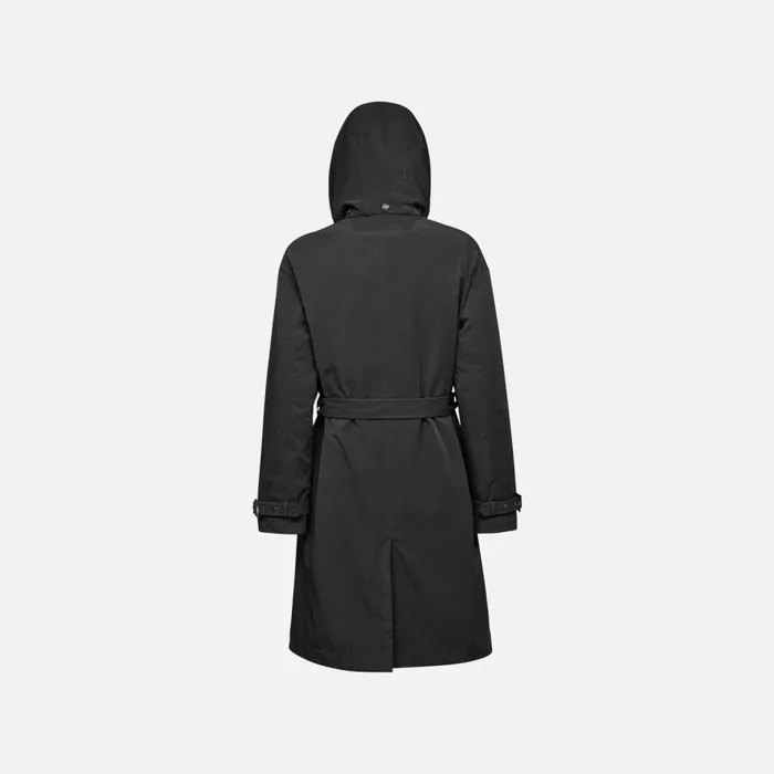 Geox Jackets ANYWECO WOMAN Black Trench Coat Black 8211 Woman