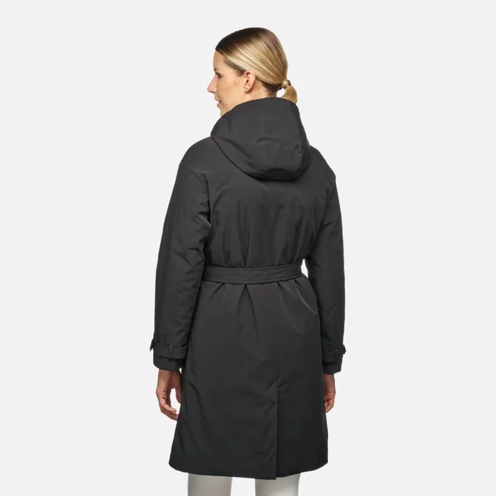 Geox Jackets ANYWECO WOMAN Black Trench Coat Black 8211 Woman
