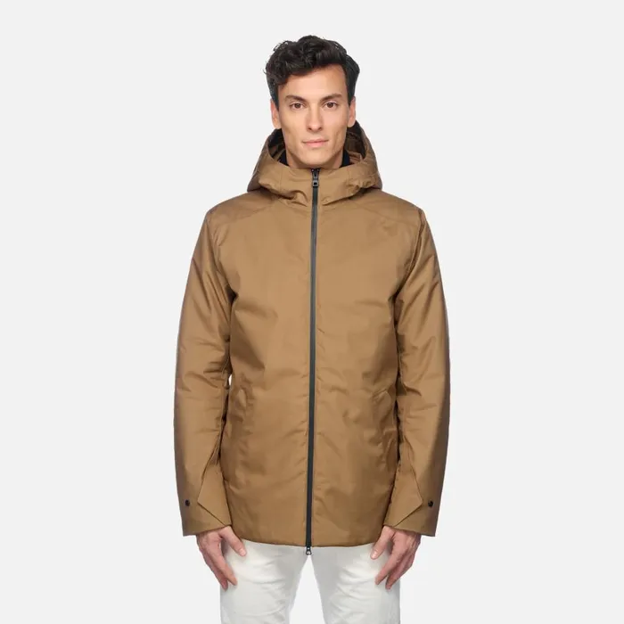 Geox Jackets CLINTFORD ABX MAN Hazelnut Brown Short Parka Hazelnut Brown 8211 Man