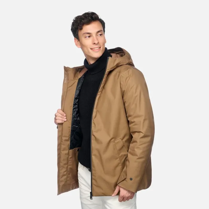 Geox Jackets CLINTFORD ABX MAN Hazelnut Brown Short Parka Hazelnut Brown 8211 Man