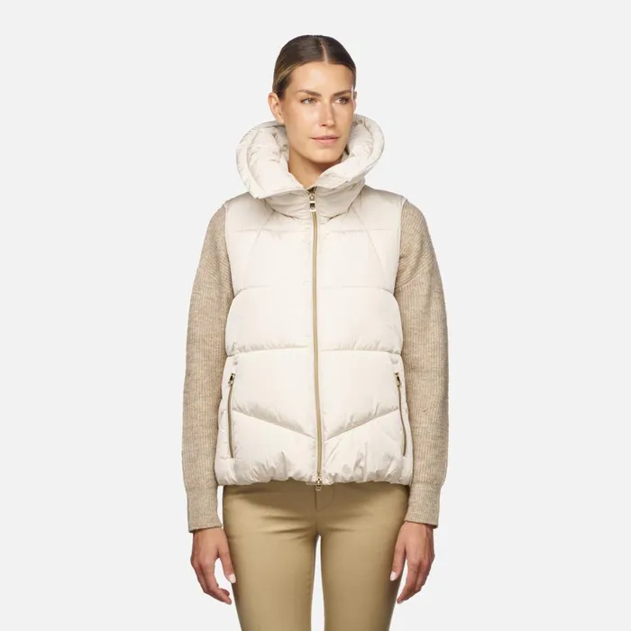Geox Jackets DAMIANA WOMAN Moonbeam Sleeveless Moonbeam 8211 Woman