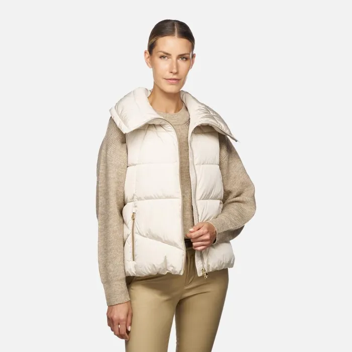 Geox Jackets DAMIANA WOMAN Moonbeam Sleeveless Moonbeam 8211 Woman