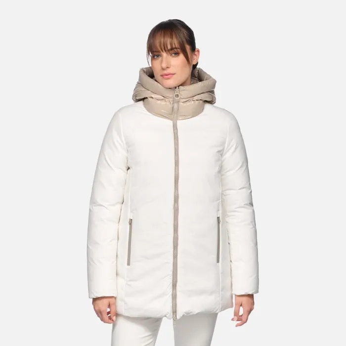 Geox Jackets SPHERICA WOMAN Blanc De BlancString Reversible Jacket Blanc De Blancstring 8211 Woman