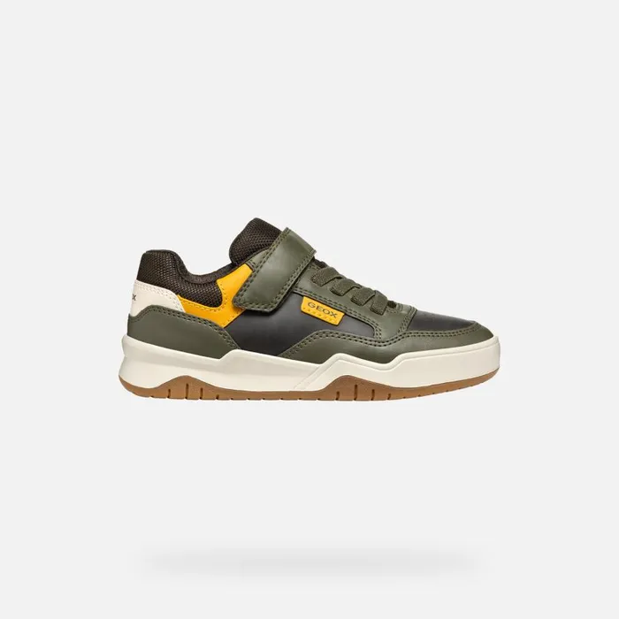 Geox Sneakers PERTH BOY Dark GreenOchre Yellow Low Top Sneakers Dark Greenochre Yellow 8211 Kids