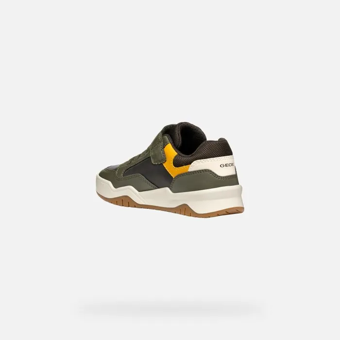 Geox Sneakers PERTH BOY Dark GreenOchre Yellow Low Top Sneakers Dark Greenochre Yellow 8211 Kids