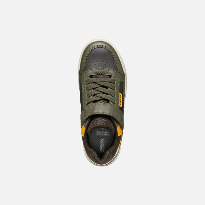 Geox Sneakers PERTH BOY Dark GreenOchre Yellow Low Top Sneakers Dark Greenochre Yellow 8211 Kids