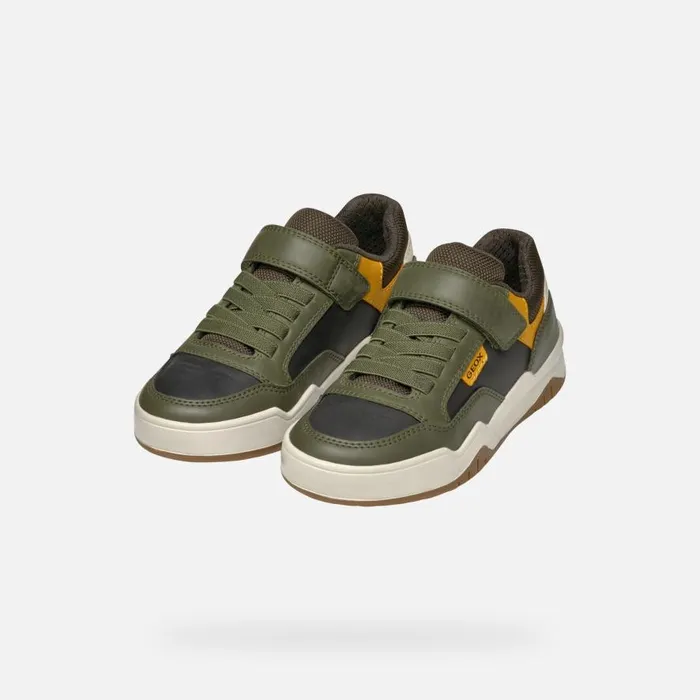 Geox Sneakers PERTH BOY Dark GreenOchre Yellow Low Top Sneakers Dark Greenochre Yellow 8211 Kids