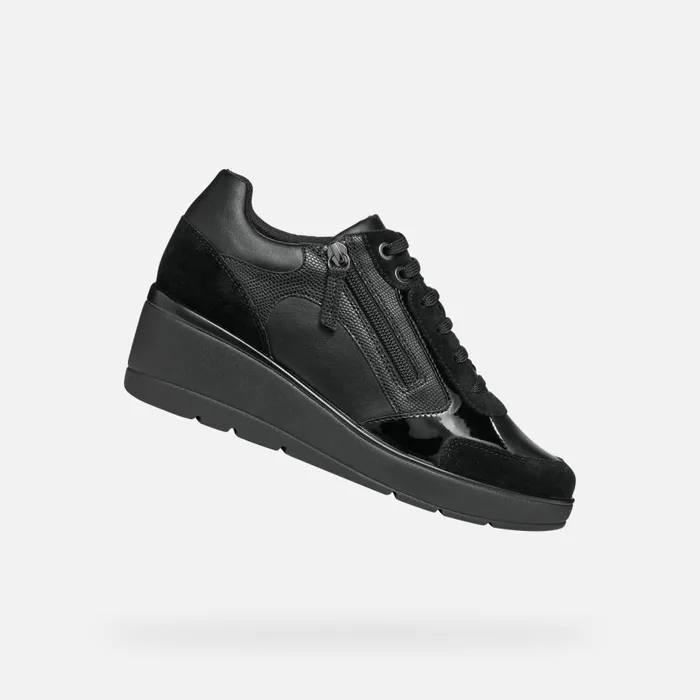 Geox Wedges ILDE C Wedge Sneakers Black Woman Geox Black 8211 Woman