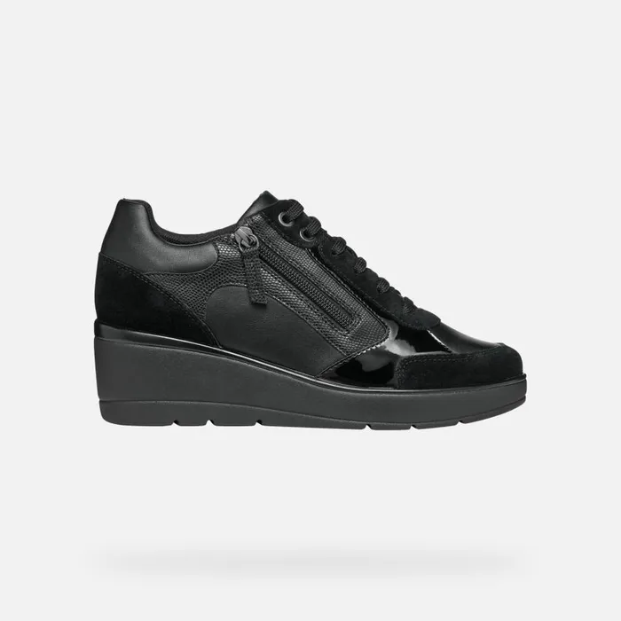 Geox Wedges ILDE C Wedge Sneakers Black Woman Geox Black 8211 Woman