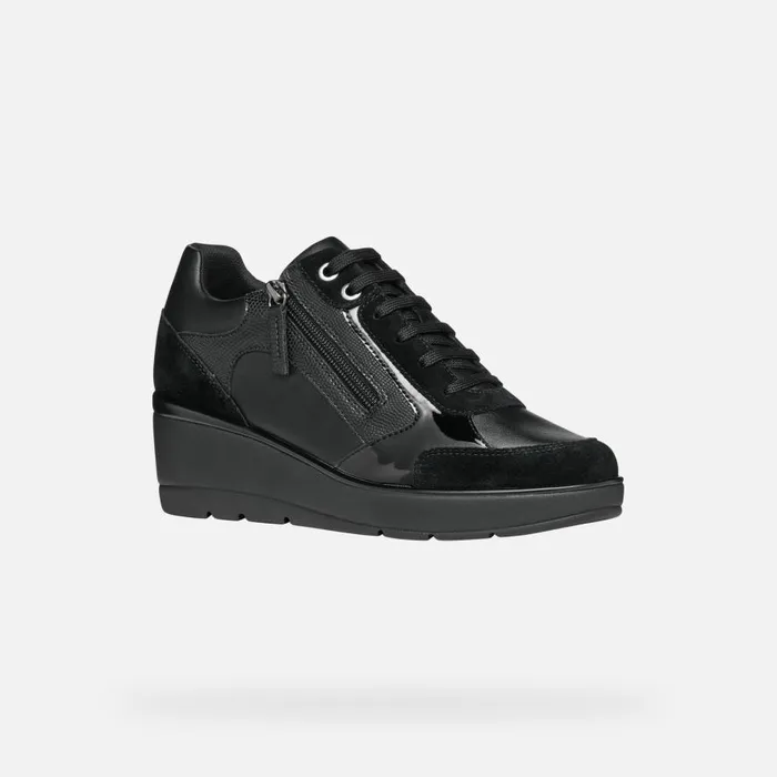 Geox Wedges ILDE C Wedge Sneakers Black Woman Geox Black 8211 Woman