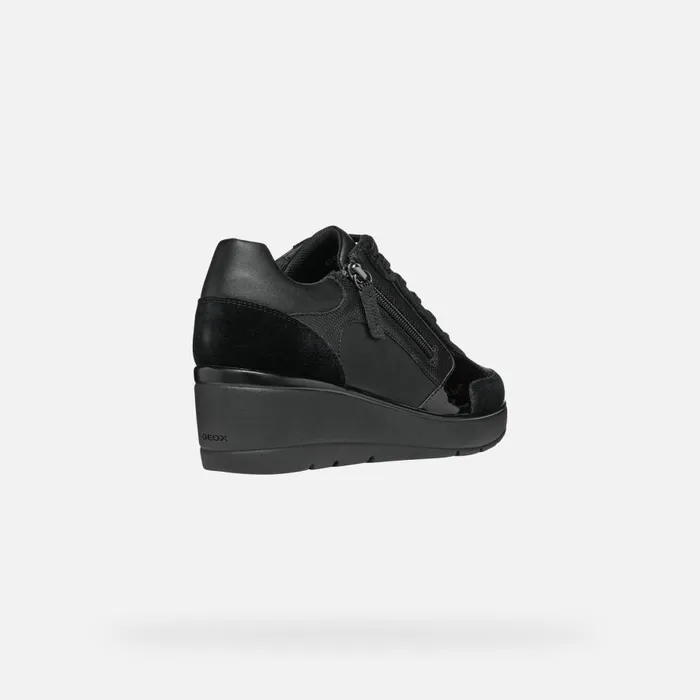 Geox Wedges ILDE C Wedge Sneakers Black Woman Geox Black 8211 Woman