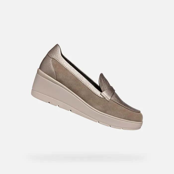 Geox Wedges ILDE WOMAN Taupe Heeled Loafers Taupe 8211 Woman