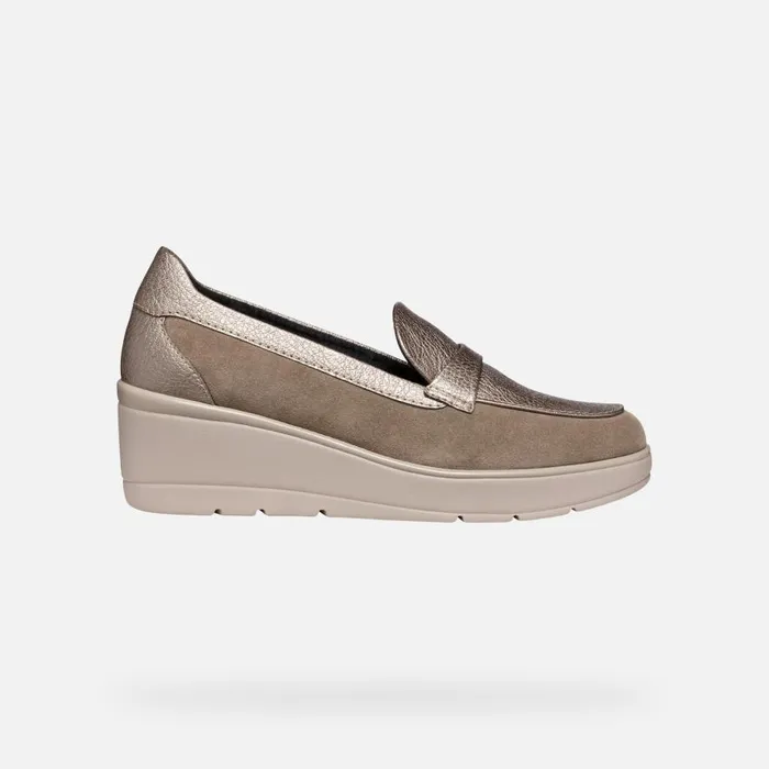 Geox Wedges ILDE WOMAN Taupe Heeled Loafers Taupe 8211 Woman