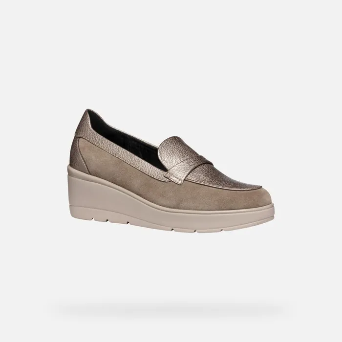 Geox Wedges ILDE WOMAN Taupe Heeled Loafers Taupe 8211 Woman