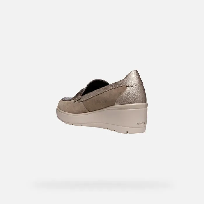 Geox Wedges ILDE WOMAN Taupe Heeled Loafers Taupe 8211 Woman