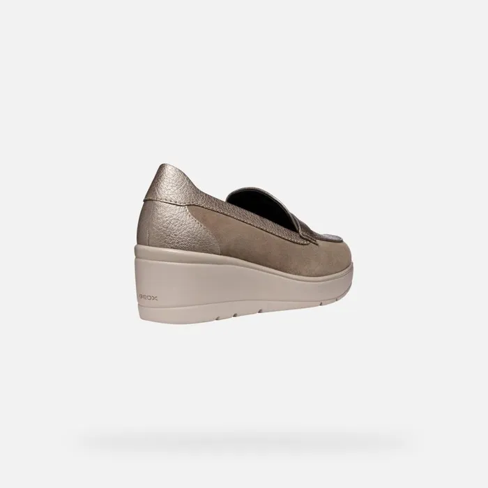 Geox Wedges ILDE WOMAN Taupe Heeled Loafers Taupe 8211 Woman