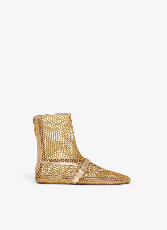 Gold FISHNET HIGH BALLET FLATS Women Alaa Boots and Ankle Boots