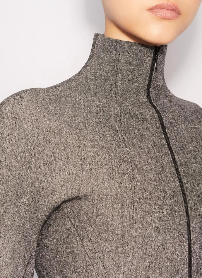 Gray HIGHNECK CROPPED JACKET Women Alaa Coats and Jackets