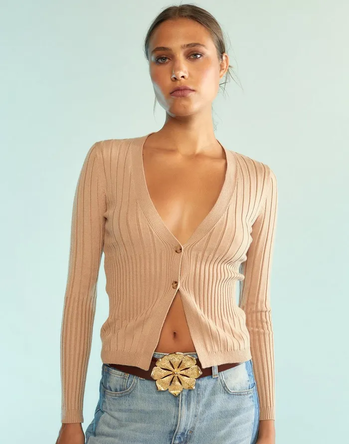 Hailey Knit Cardigan 8211 Camel Women Cynthia Rowley Tops