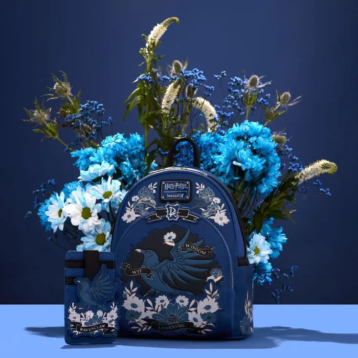 Harry Potter Ravenclaw House Floral Tattoo Card Holder Unisex Loungefly Bags and Wallets Harry Potter Ravenclaw House Floral Tattoo Card Holder Unisex Loungefly Bags and Wallets