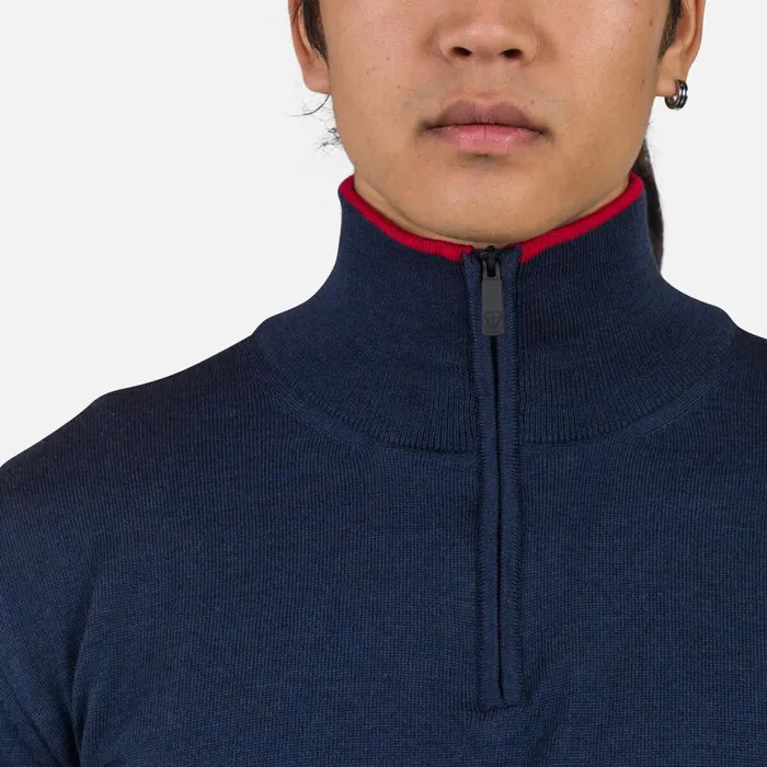 Herren Sweatshirts Und Pullover Rossignol Gestreifter Herrenstrickpullover Mit Halblangem Reiverschluss Darknavy715